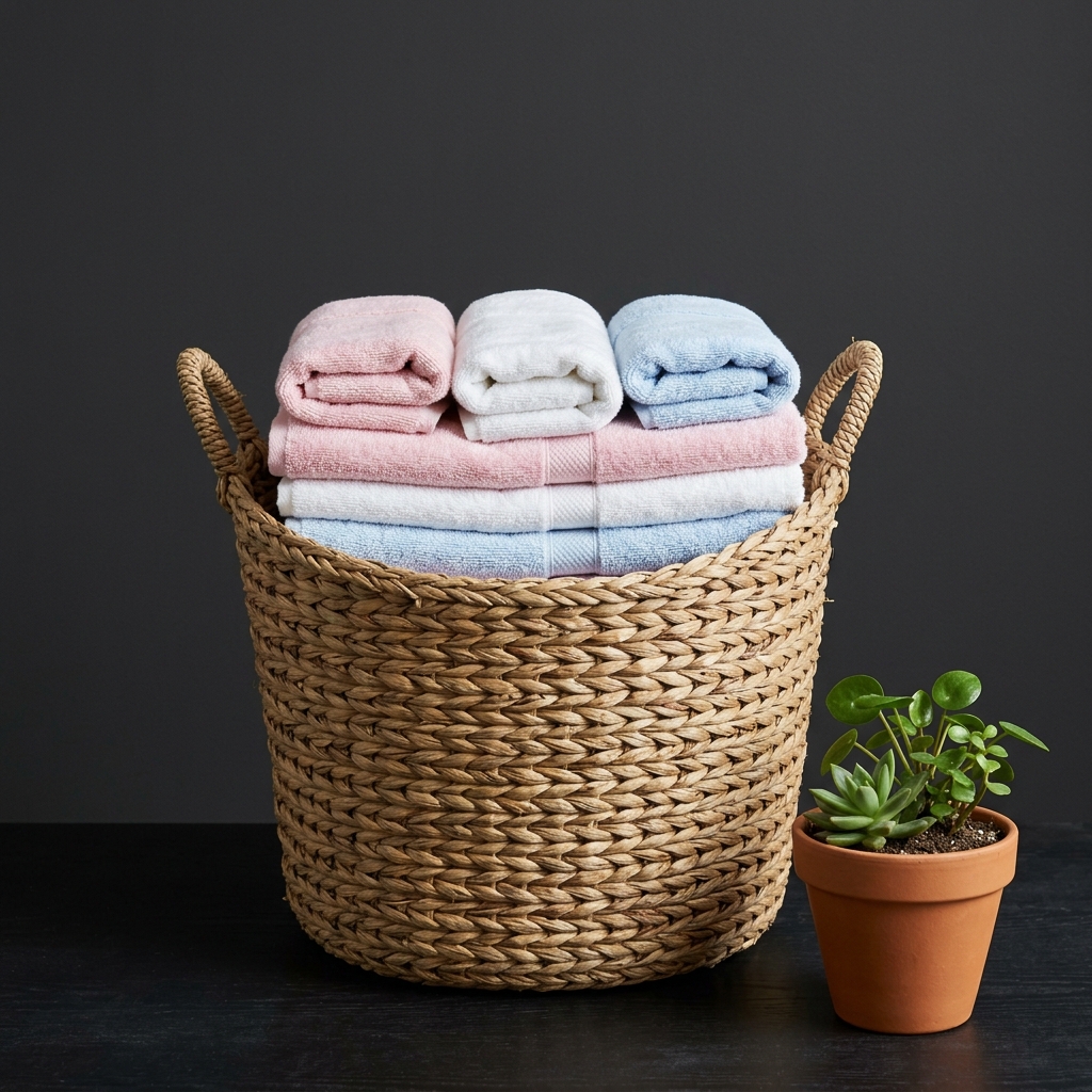 Neat folded towels basket